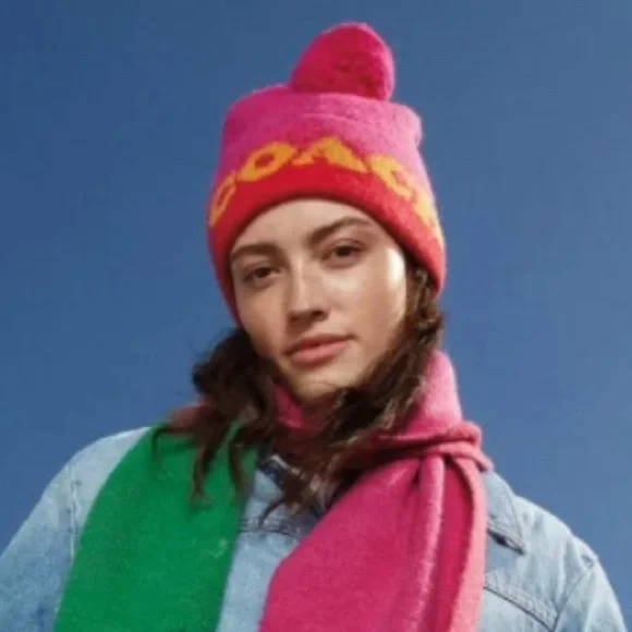 COACH Women's Color blocked Ombre Pom Pom Beanie (R$95) HAT ONLY - Picture 2 of 6